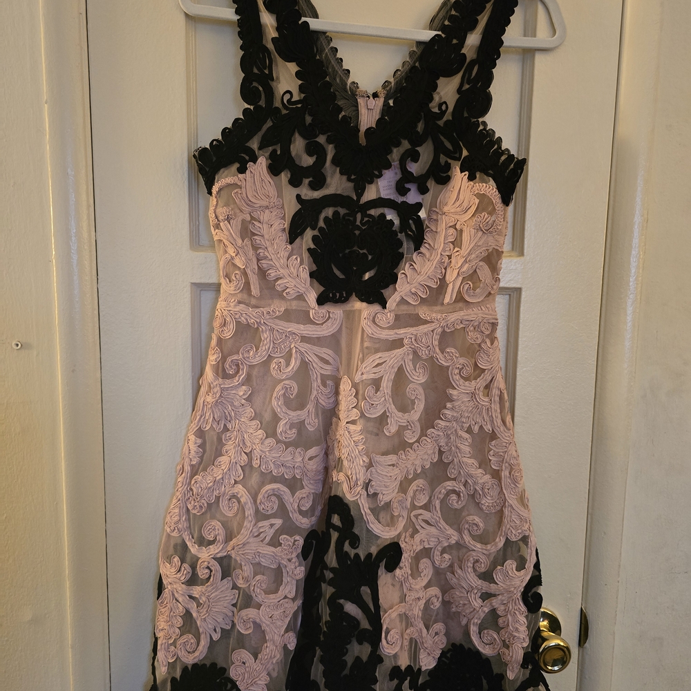 Yoana Baraschi Black and Pink Lace Dress